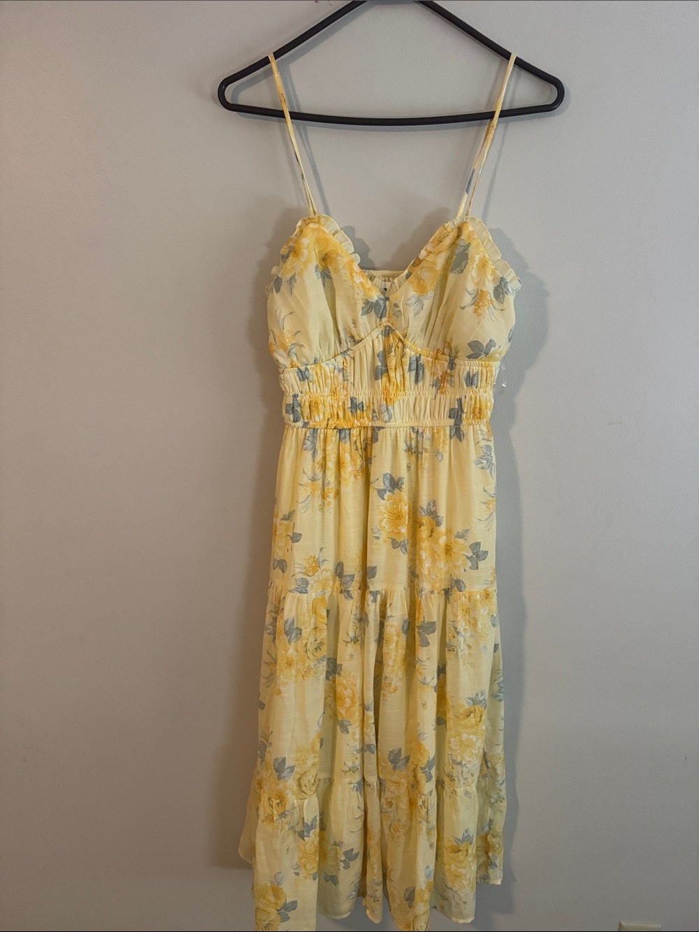 Trixxi Yellow Floral Spaghetti Strap Slip Dress